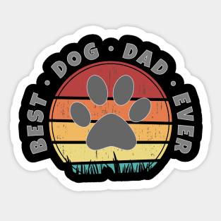 Best Dog Dad Ever Retro Sunset Vector Graphics Sticker